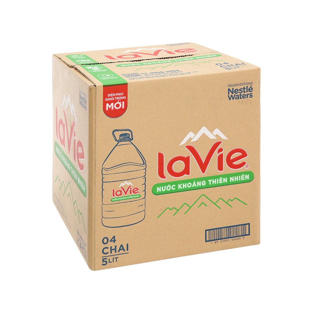 Thùng 4 bình nước khoáng La Vie/ Lavie 5 lít