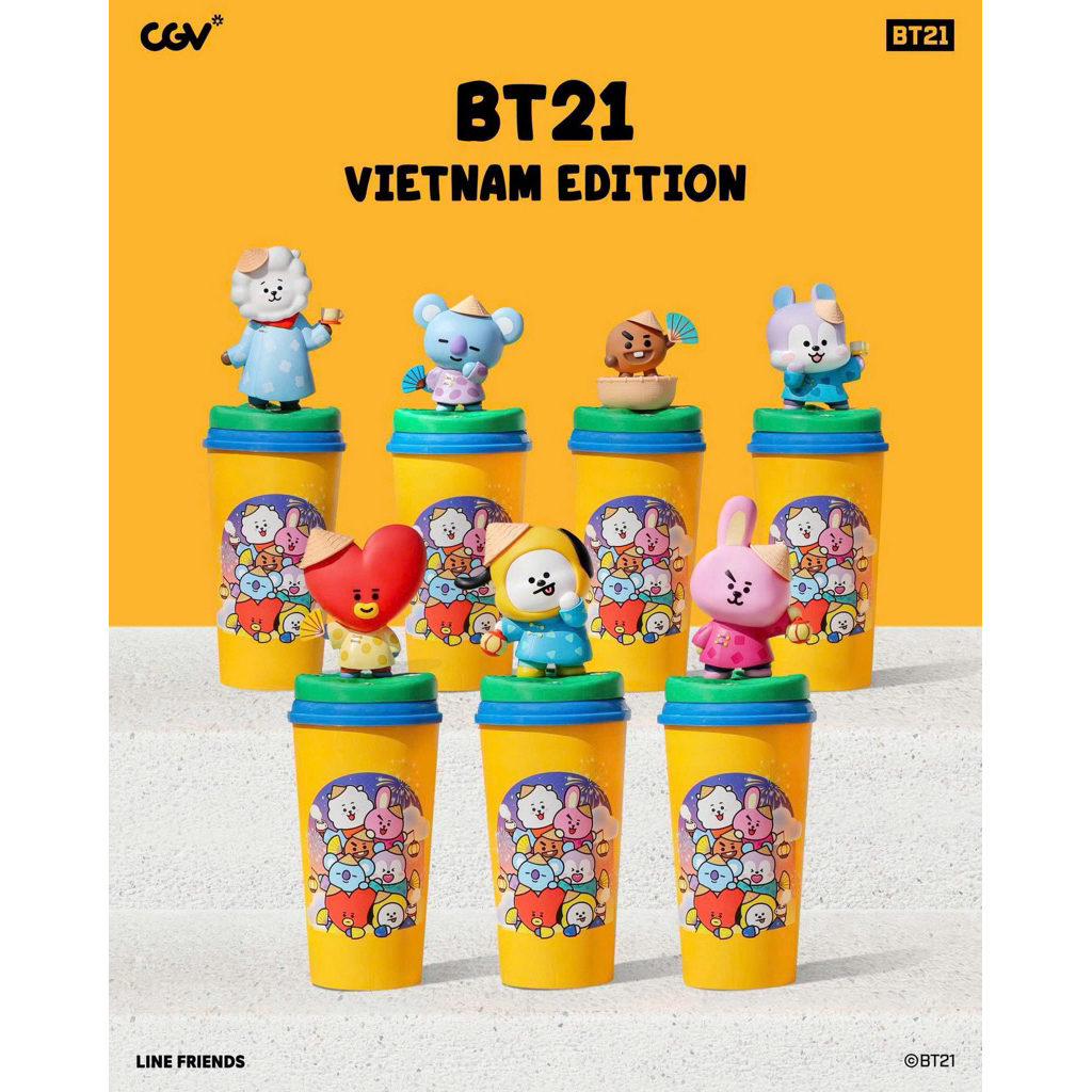 [CGV] Ly Nước BT21 VIETNAM EDITION - Ly nước BT21 New 2026 Kèm Topper Nhân Vật