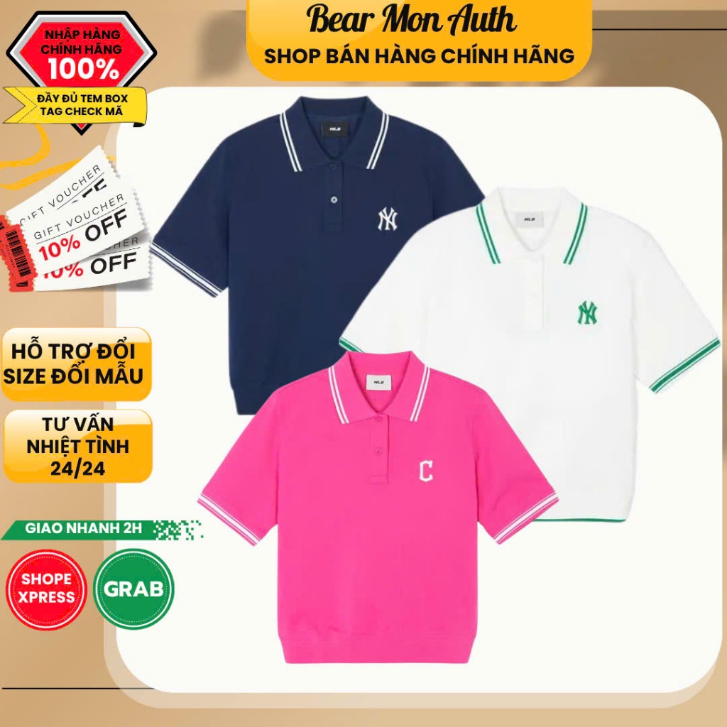 Áo Polo ML BÊ Women's Basic Magenta 3FPQB0243 Màu Hồng / Trắng / Navy