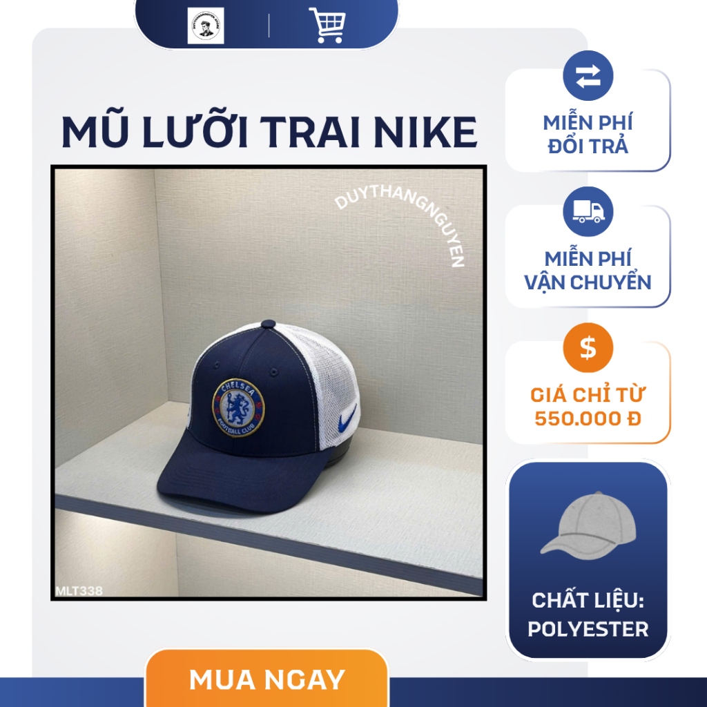 Mũ Nike thêu logo đội bóng , lưới thoáng khí mát mẻ