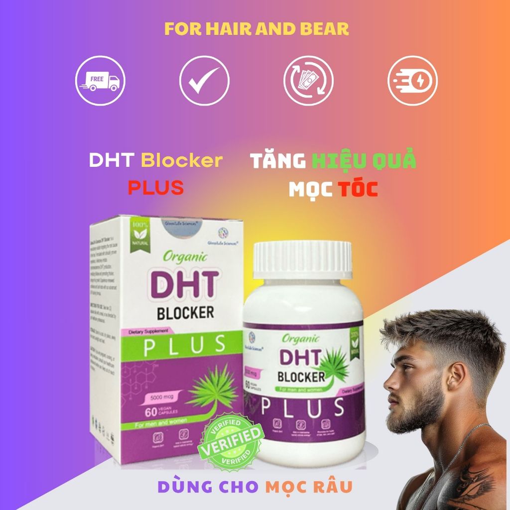 DHT Block.er Plus DHT Ấn Organic hỗ trợ giảm r.ụng tóc DHT Block.er Nâng Cao