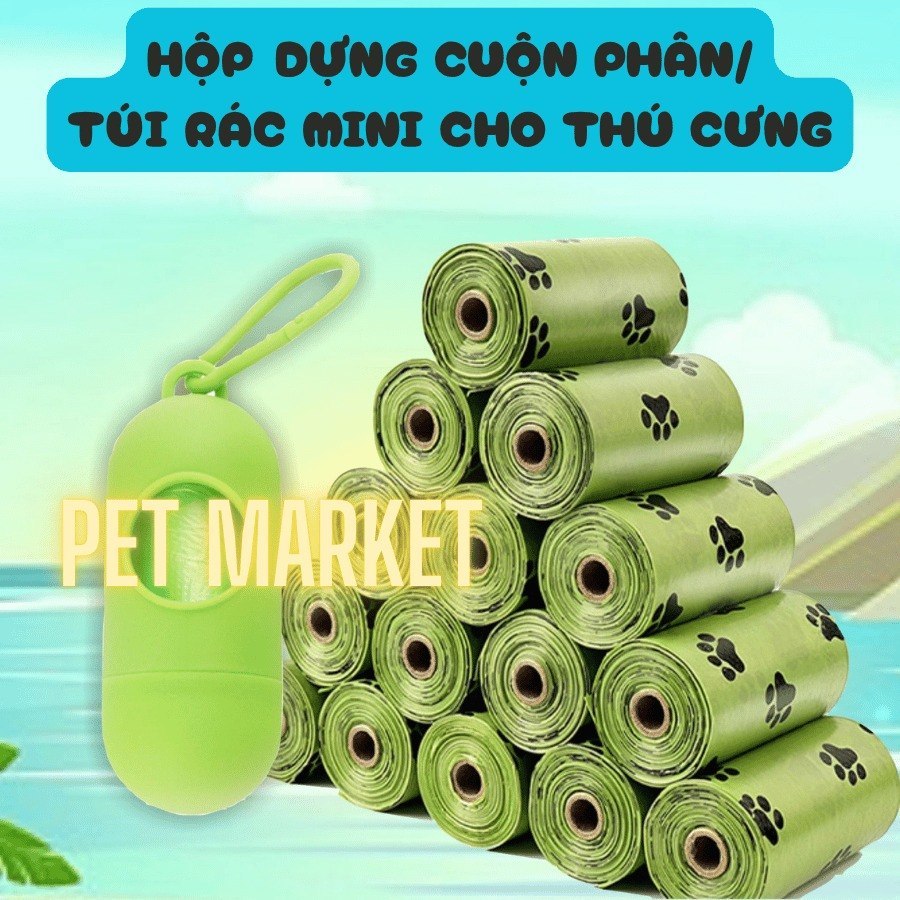 PETMK CUỘN PHÂN, HỘP ĐỰNG TÚI DỌN PHÂN CHO THÚ CƯNG TIỆN LỢI KHI MANG THEO
