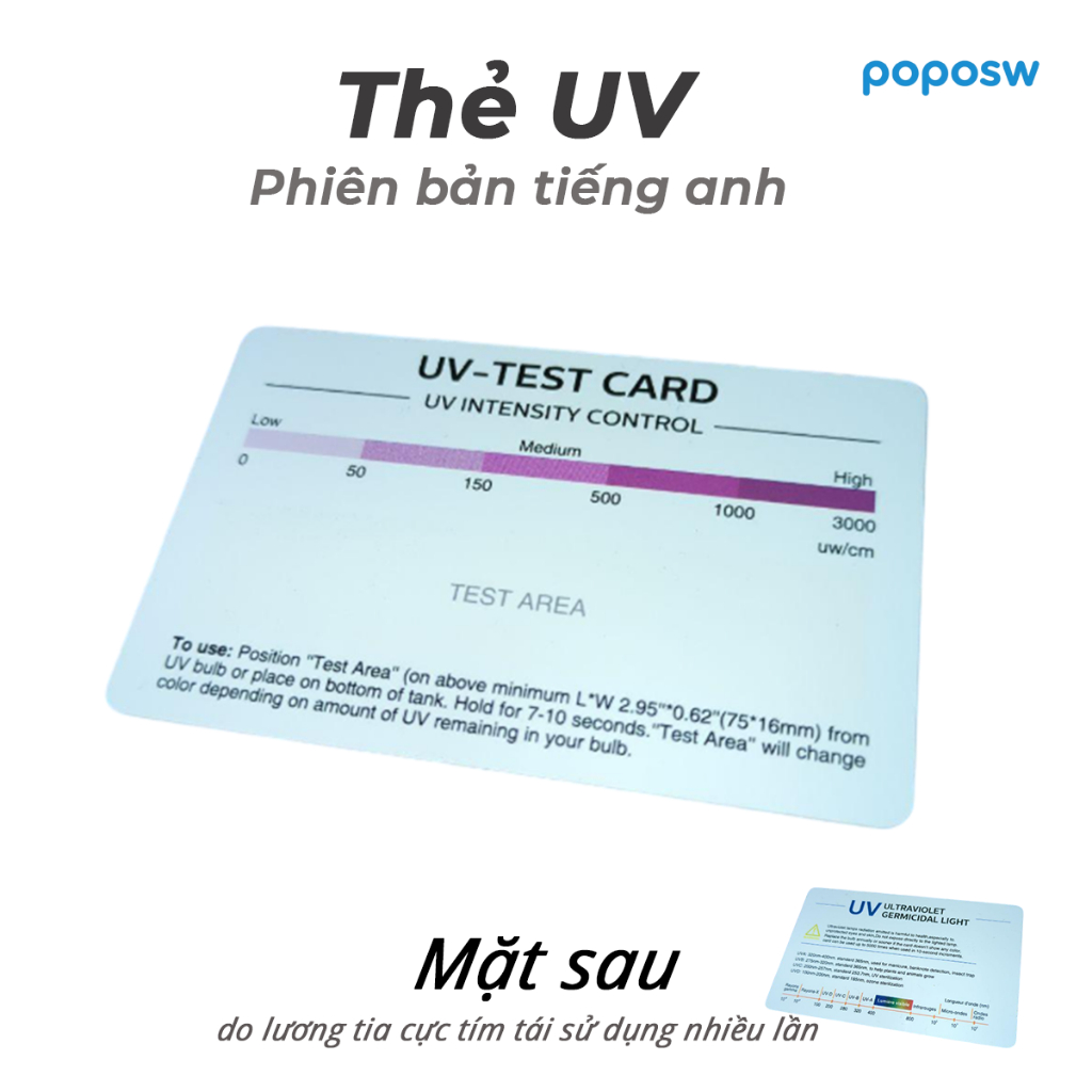 Thẻ Nhựa Test Tia Cực Tím UVA UVB UV Test Card Phiên Bản Tiếng Anh Tốt Nhất (Test Kem Chống Nắng - T