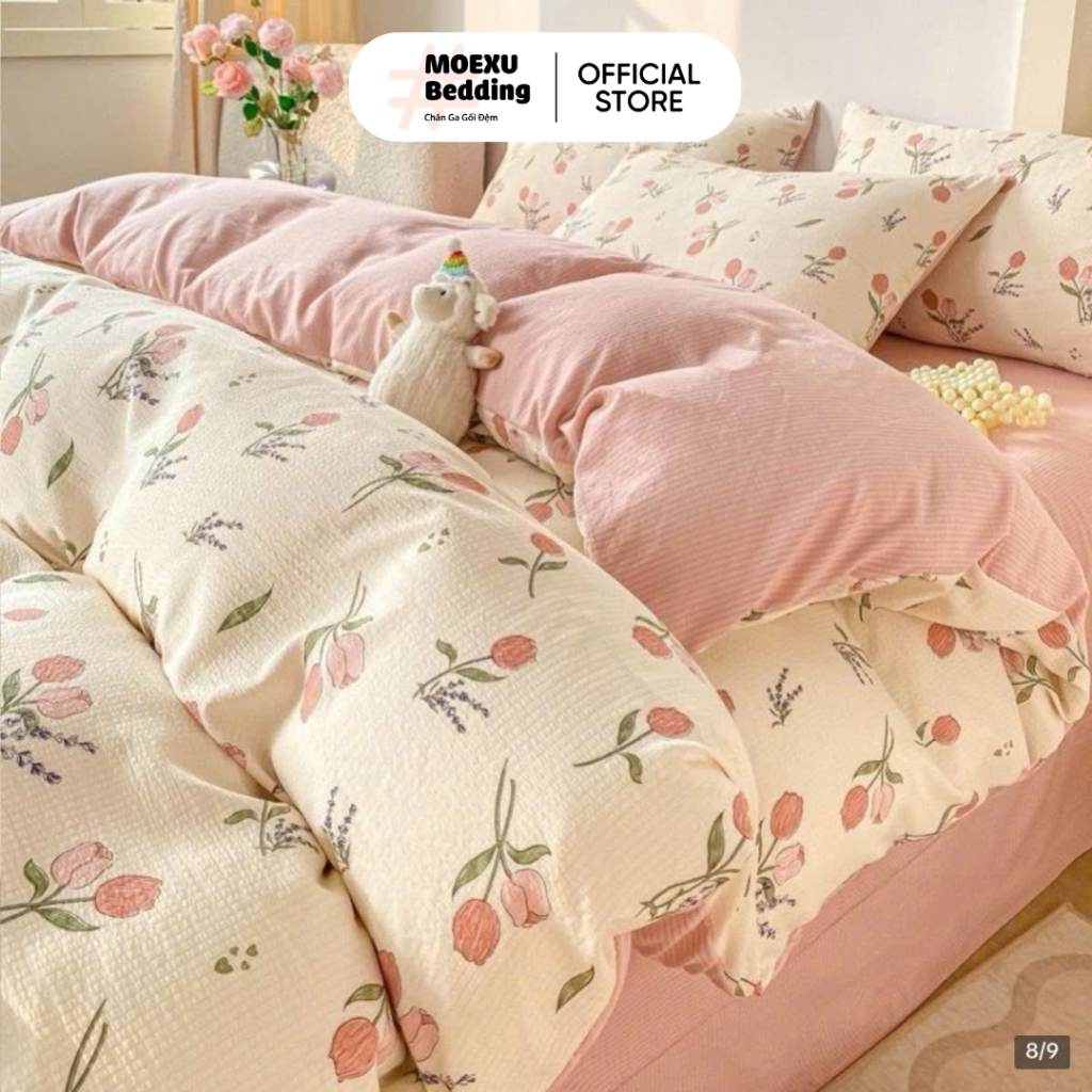 Bộ Vỏ Chăn Ga Gối Cotton Đũi Sợi Tre 4 Món Cao Cấp – Mềm Mịn Thoáng Khí, Thấm Hút Mồ Hôi Tốt, Hoạ Ti