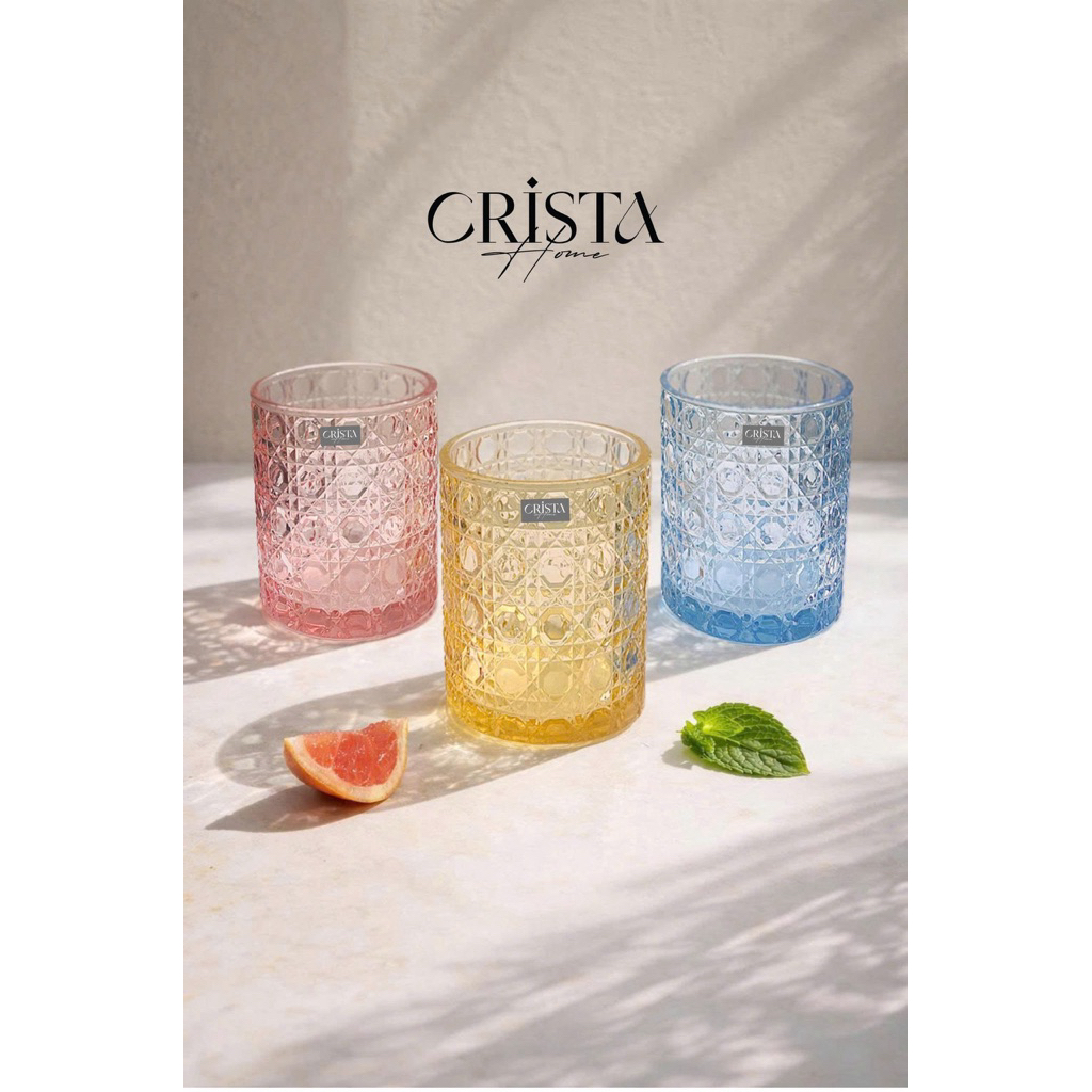 Crista Home bộ 6 cốc thuỷ tinh vân pha lê nổi 390ML 60253 Dung Tích 390ml Họa Tiết 3D Trong Vắt Màu 