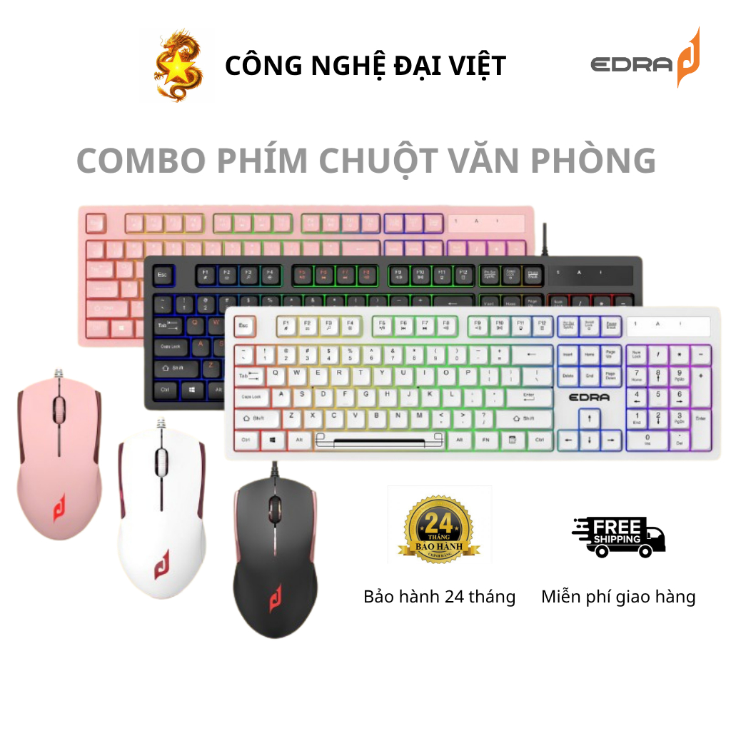 Bộ Bàn phím chuột EDRA EK506 / EM606 Có LED ( Bảo hành 24 Tháng )