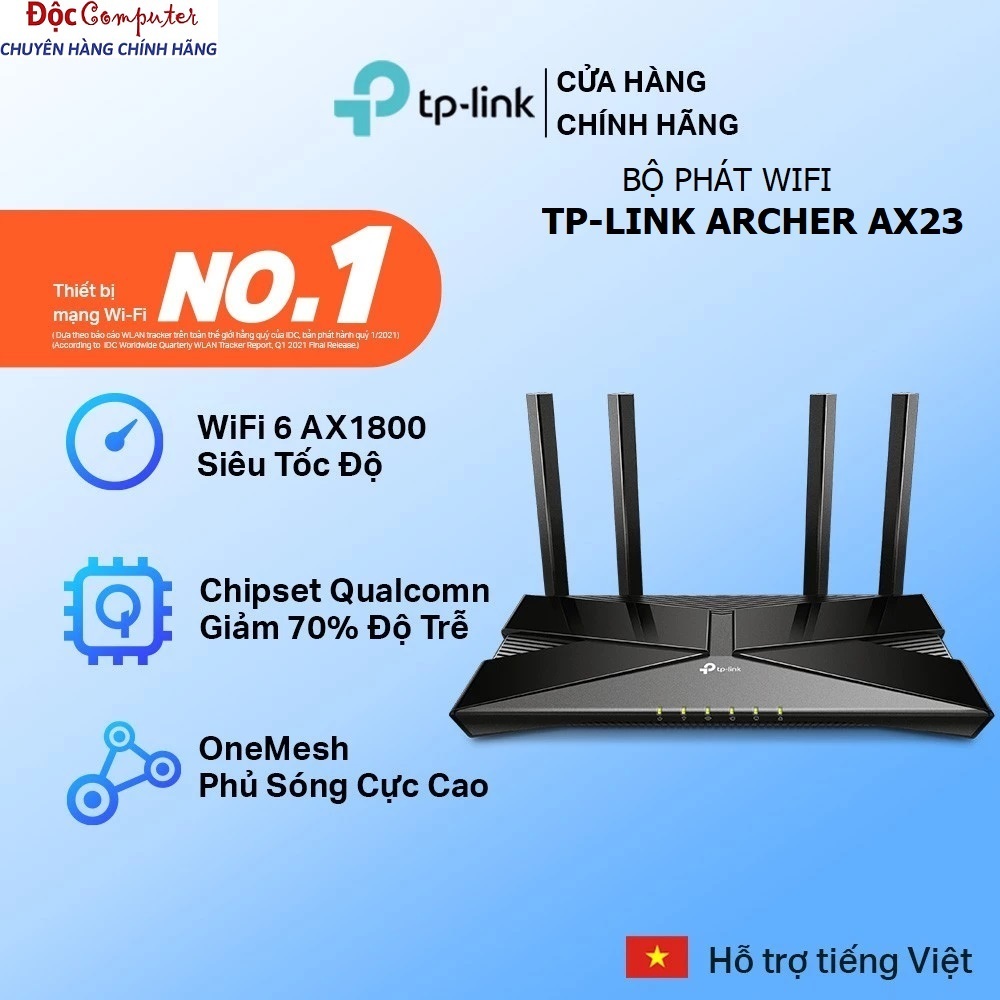 Bộ Phát Wifi 6 TPLink Archer AX23/AX12/AX10 Gigabit Băng Tần Kép Chuẩn AX1800 Mbps