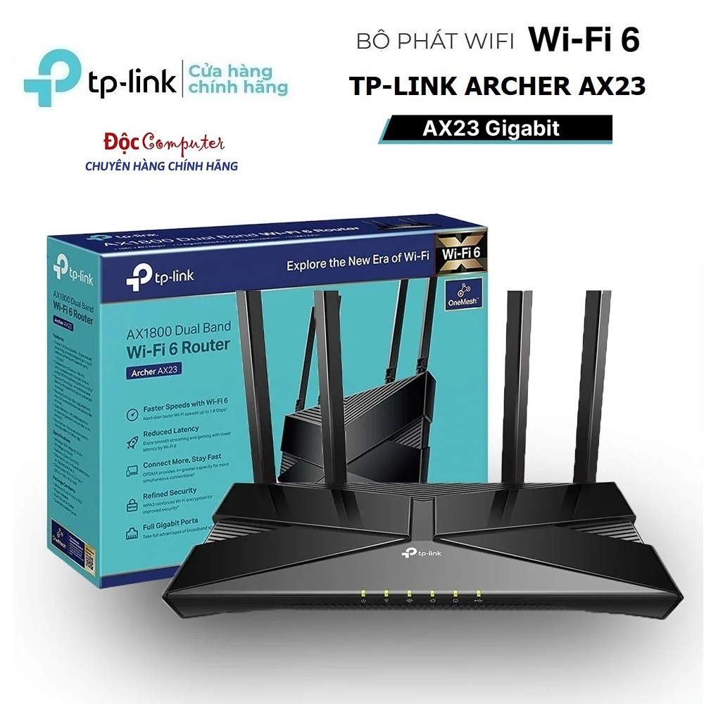 Bộ Phát Wifi 6 TPLink Archer AX23/AX12/AX10 Gigabit Băng Tần Kép Chuẩn AX1800 Mbps - New Full Box
