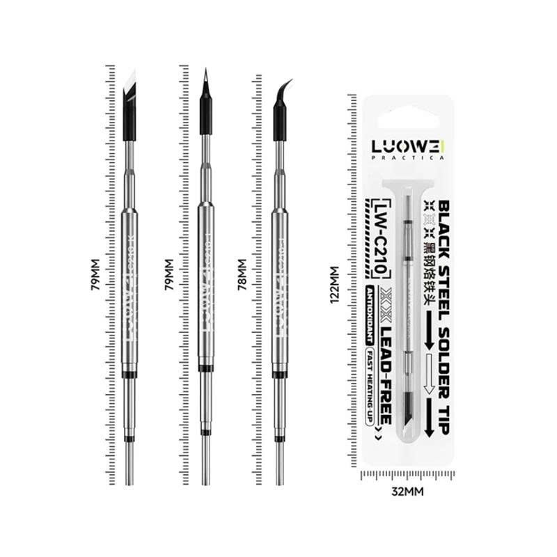 Luowei LW-C210 Mũi hàn C210 đầu thép đen không chì cho tay hàn 210