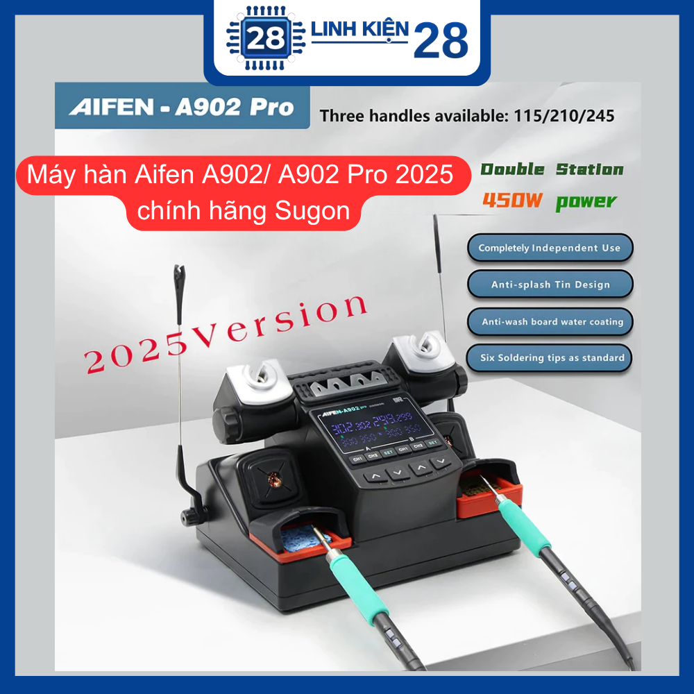 Máy hàn Aifen A902/ A902 Pro 2025 (3 tay C115, C210, C245 kèm 9 mũi) chính hãng Sugon. linhkien_28