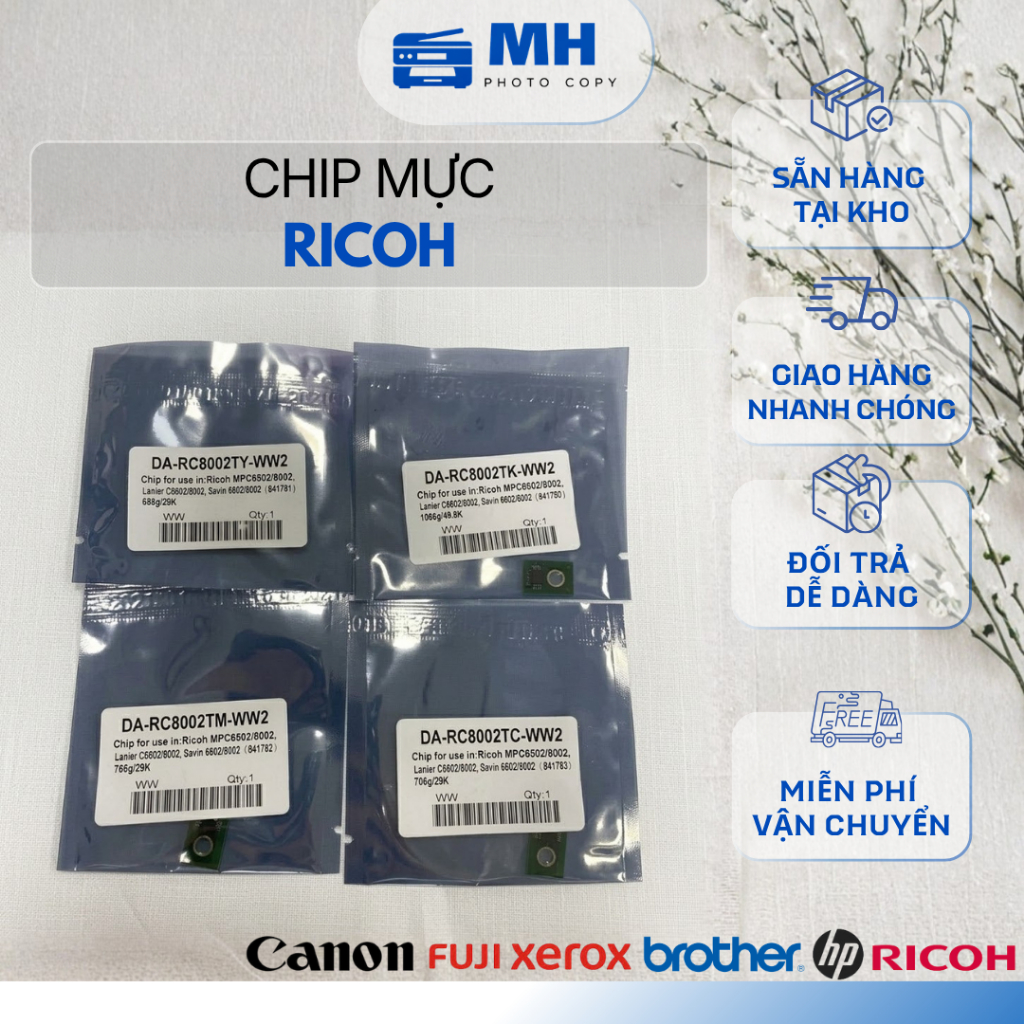 Chip Mực Ricoh MPC6502/MPC8002 – Linh Kiện Máy Photo Màu, Reset Chuẩn