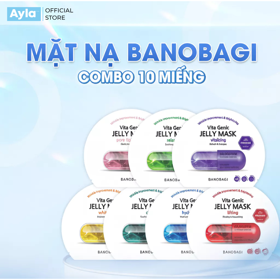 Mặt Nạ Jelly BANOBAGI Vita Genic Jelly Mask Vitamin - Hộp 10 Miếng