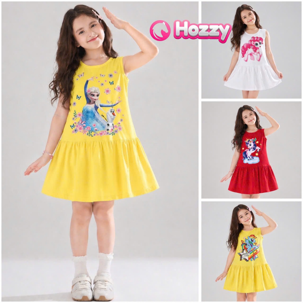 (16-40kg) Váy đầm sát nách đuôi cá bé gái vải cotton thoáng mát - Hozzy Kids