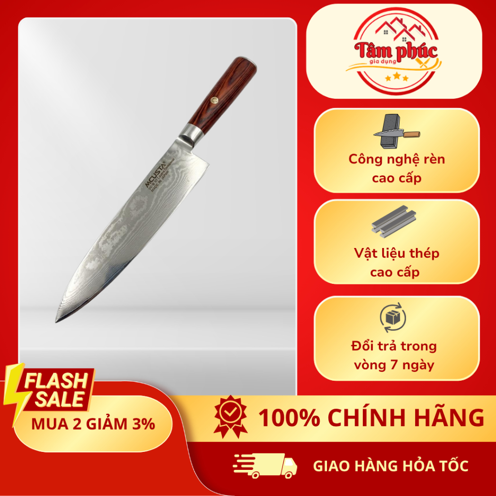 Dao Thép Damascus Nhật – Lõi VG10 Siêu Sắc Bén và Bền Bỉ