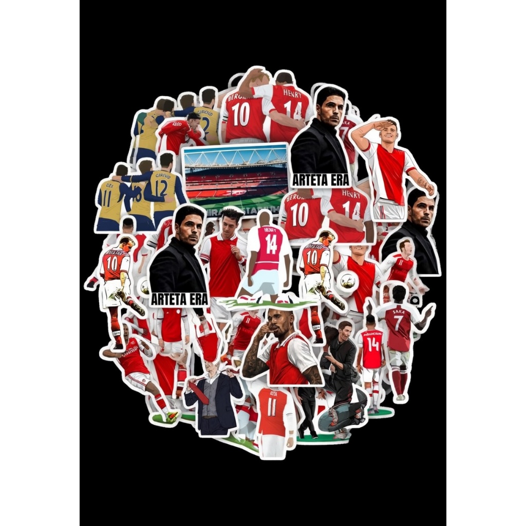 Bộ 33 hình dán CLB Arsenal, sticker pháo thủ Arsenal, hình dán bóng đá