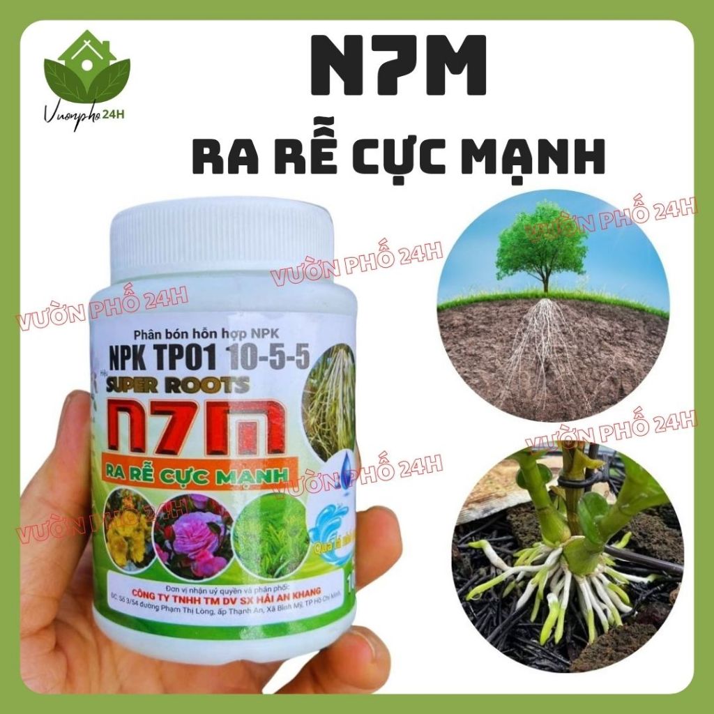 Phân Bón N7M Kích Thích Ra Rễ Cực Mạnh, bật chồi khỏe nhánh Cho Mọi Cây Trồng Lọ 100g