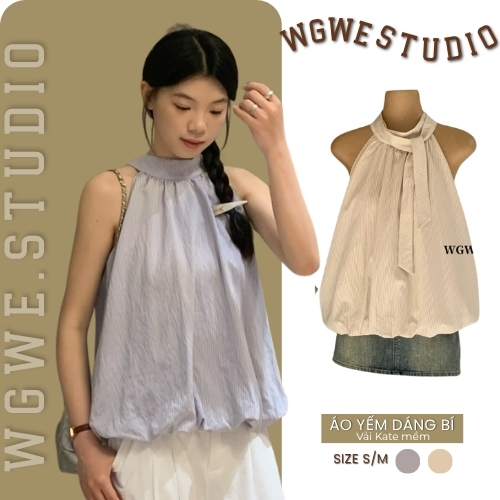 Áo Yếm Baby Doll Nữ WGWE Studio Kẻ Sọc – Dáng Bí Form Rộng Trẻ Trung 8920