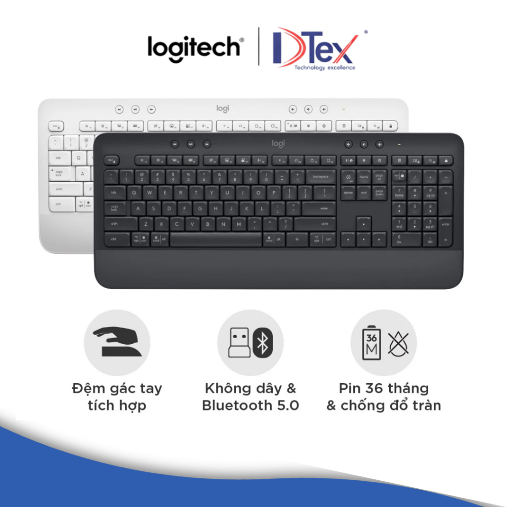 Bàn phím không dây Logitech K650 Signature Bluetooth - Hàng Chính Hãng
