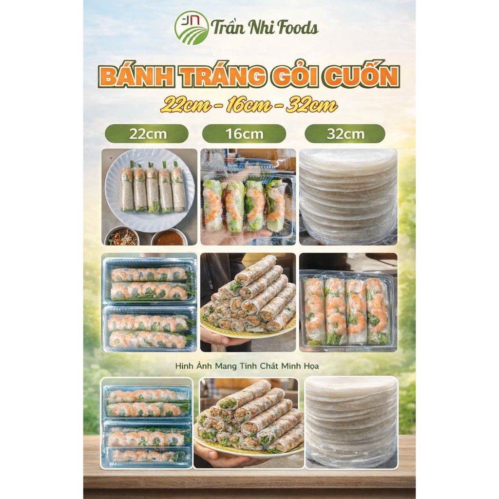 Bánh Tráng Cuốn Gỏi Cuốn Size 22cm/16cm - Combo Thùng 5kg, 10kg, 15kg - Trần Nhi Foods