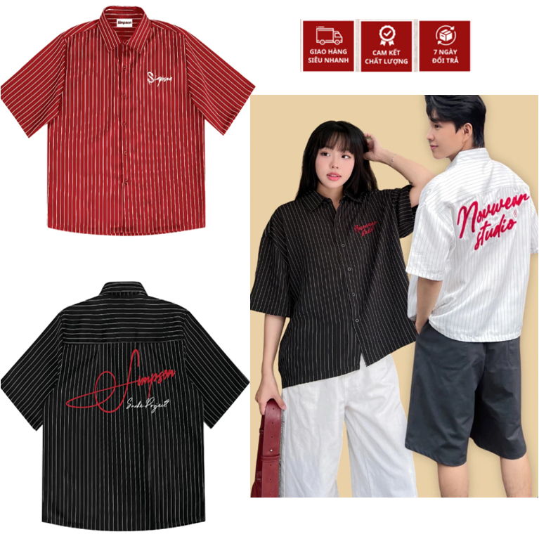 Áo Sơ Mi Boxy Thêu Nổi 3D Nowwear Studio Không Nhăn- Áo Sơ mi SIMPSON SnakeThêu 2 Mặt Local Brand St
