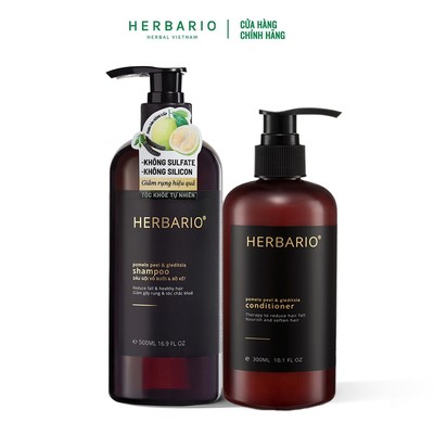 Combo Dầu gội vỏ bưởi bồ kết Herbario 500ml + Dầu xả vỏ bưởi bồ kết Herbario 300ml
