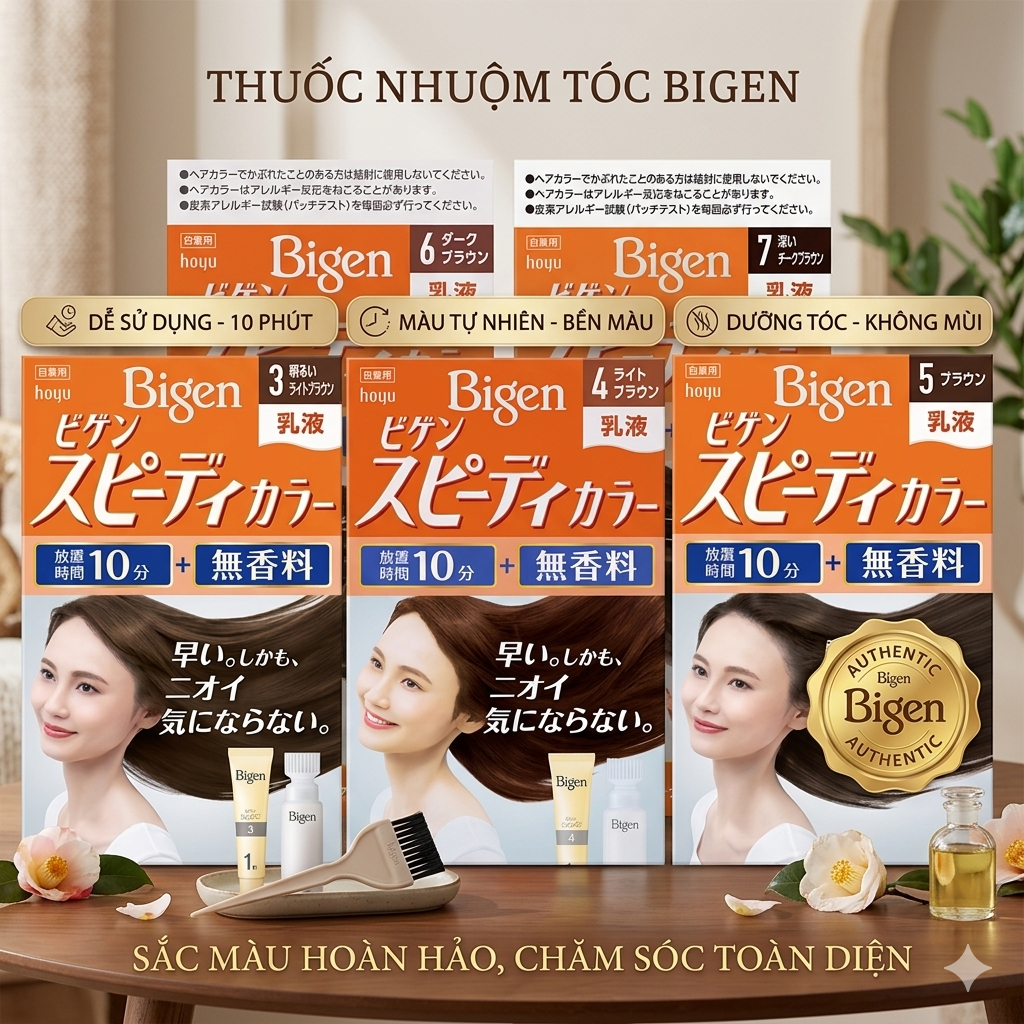 Thuốc nhuộm tóc Bigen Phủ bạc đủ số