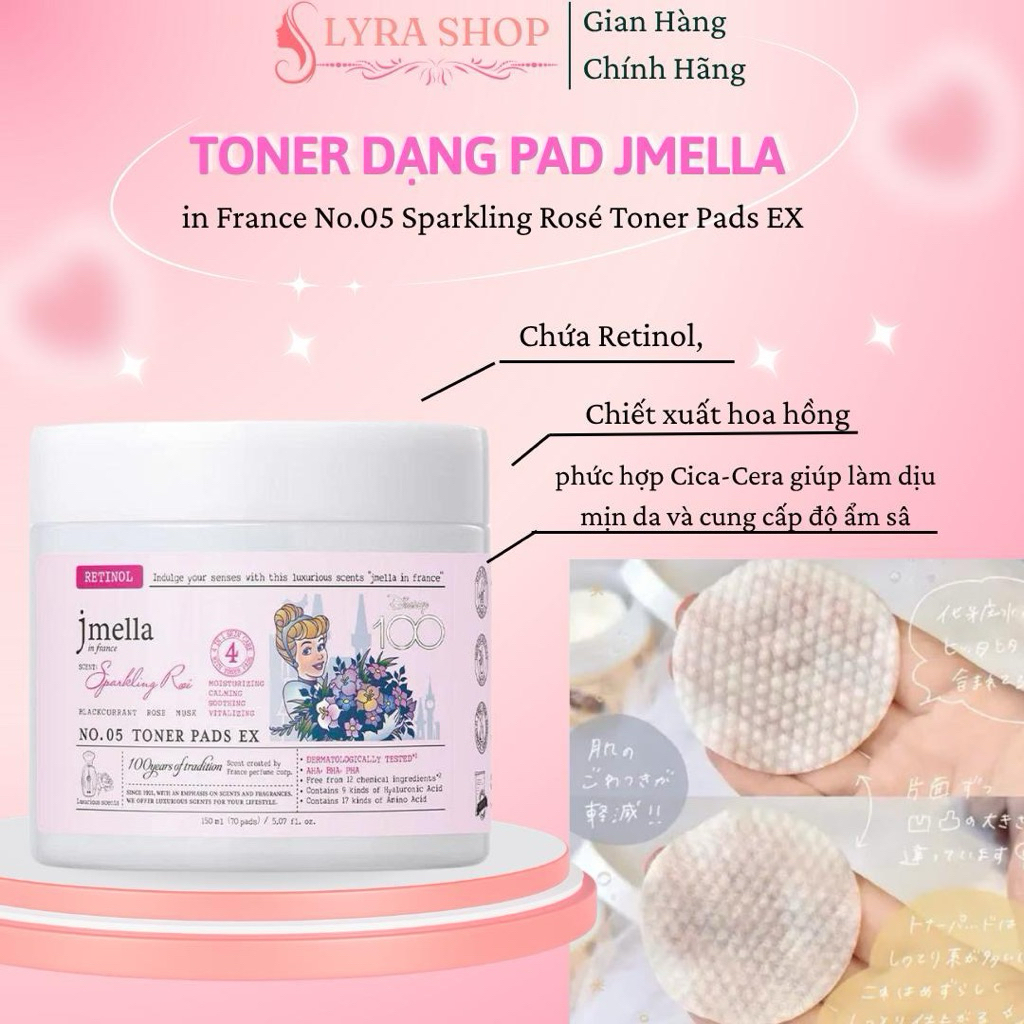 Toner dạng pad Jmella in France No.05 Sparkling Rosé Toner Pads EX [ Hàng chính hãng - có tem phụ ]