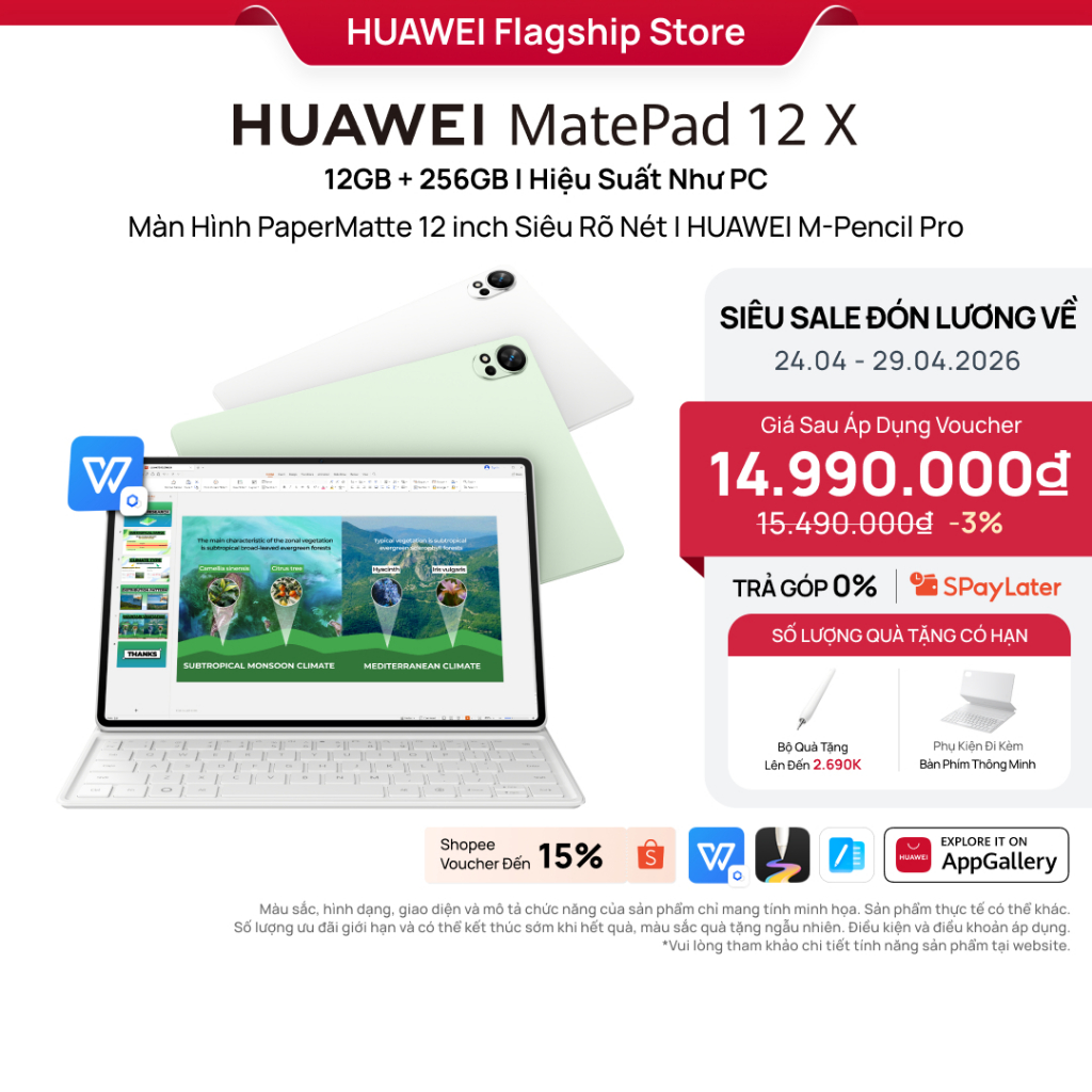 Máy Tính Bảng HUAWEI MatePad 12 X 12+256GB| Hiệu Suất Như PC |Màn Hình PaperMatte 12 inch Siêu Rõ Nét | M-Pencil Pro | BigBuy360 - bigbuy360.vn