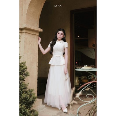 LYRA - Chân váy ren lưới maxi bông xoè 2 lớp lót lụa cạp chun phong cách tiểu thư nhẹ nhàng VSYCD0139