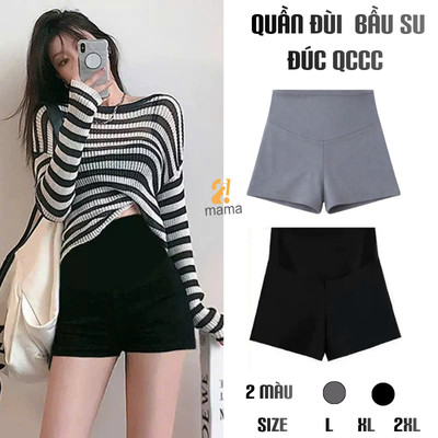 ( HÀNG QC) Quần Đùi Dance Bầu Lưng Cao Hách Dáng 2Mama,Mềm Mịn Co Dãn Tốt,Quần Có Đáp Bụng Chun Điều Chỉnh