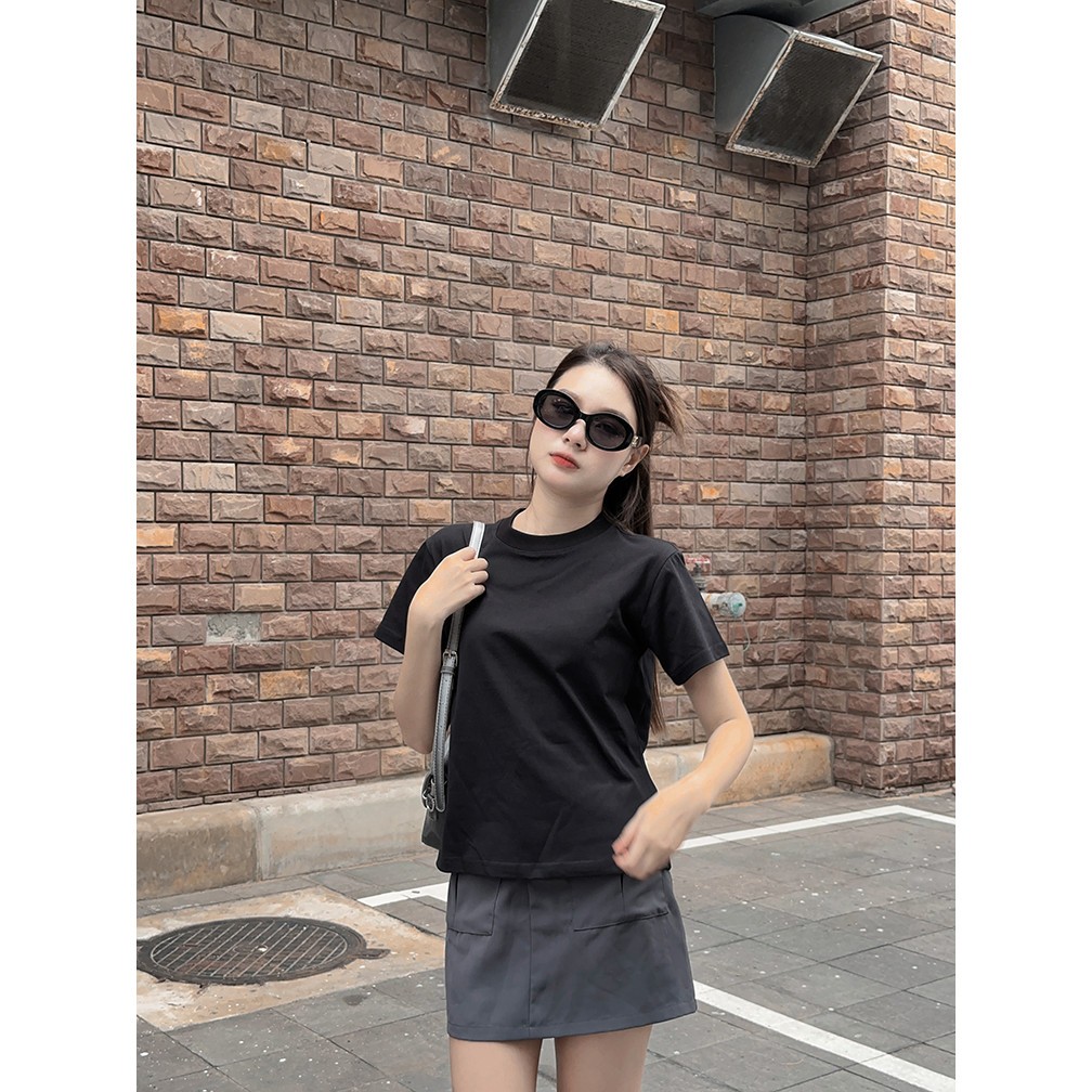 Áo trơn vải premium cotton nhiều màu form fit tay ngắn co dãn 2 chiều | BigBuy360 - bigbuy360.vn