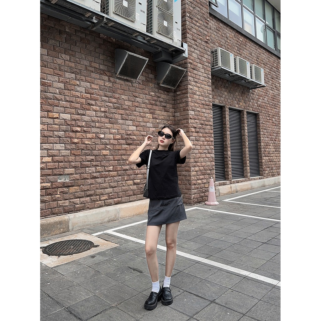 Áo trơn vải premium cotton nhiều màu form fit tay ngắn co dãn 2 chiều | BigBuy360 - bigbuy360.vn
