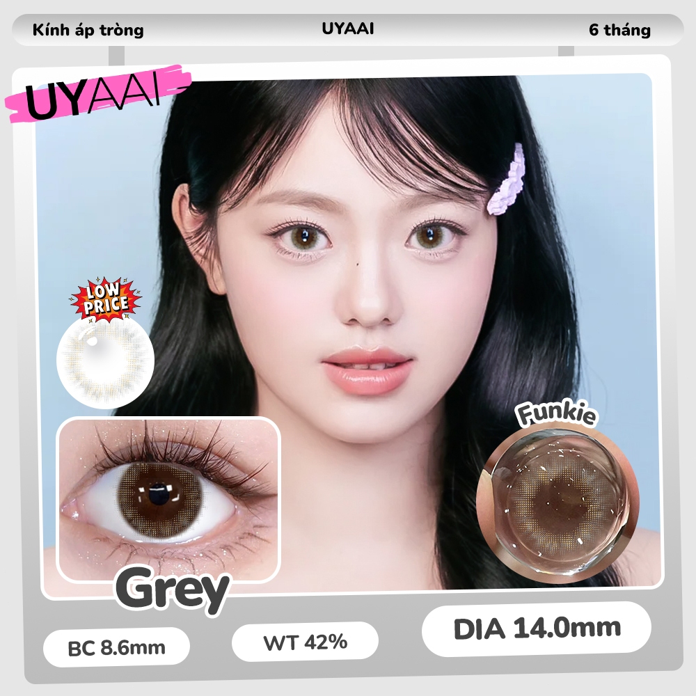 [✅COD]  Mystic Eyes kính áp tròng MCK1 Funkie Grey nâu tây 0 độ 14.2mm