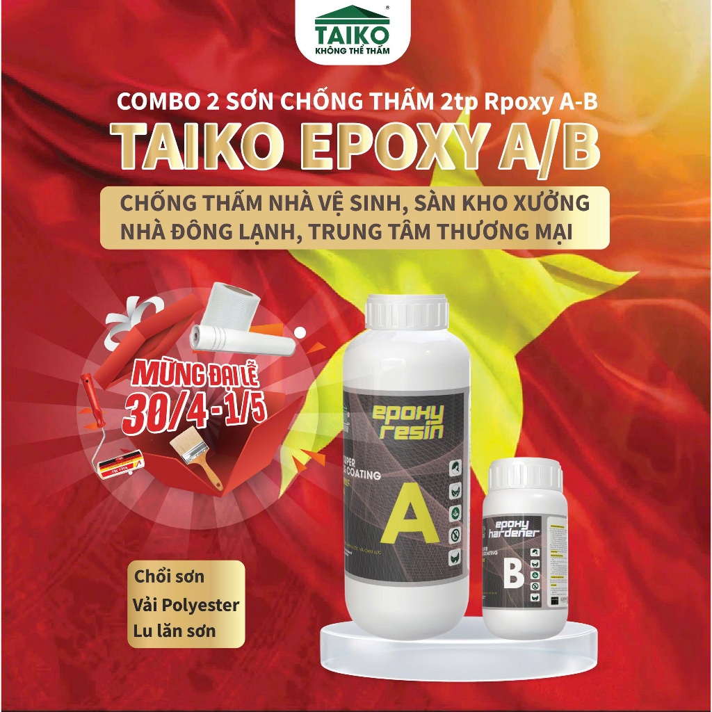 [Chính Hãng] Sơn Chống Thấm Nền Gạch TAIKO Epoxy-Chống Thấm Epoxy Trong Suốt,Chống Thấm Mặt Sàn Nhà 