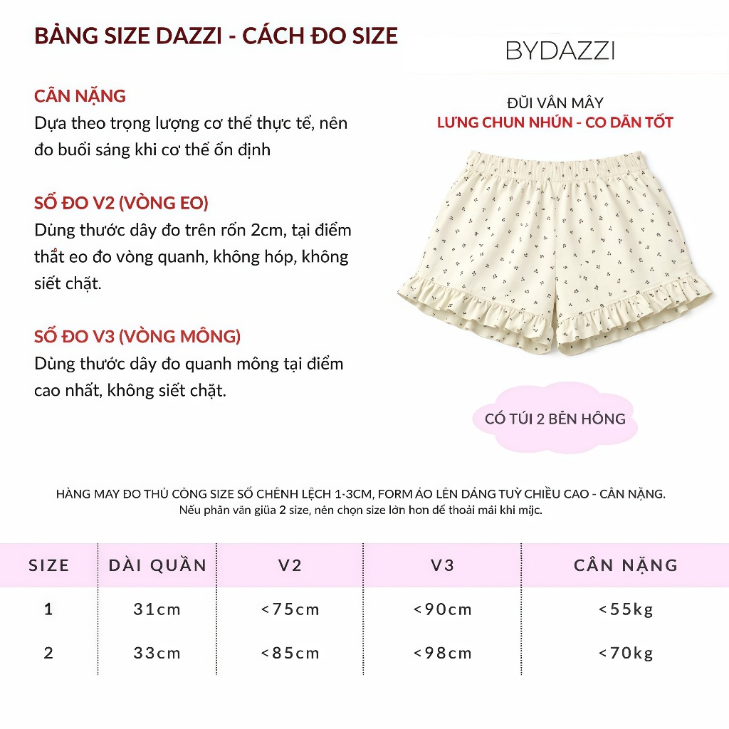 [MỞ BÁN] Quần đùi lưng chun hoa nhí viền bèo DAZZI women Q014 | BigBuy360 - bigbuy360.vn