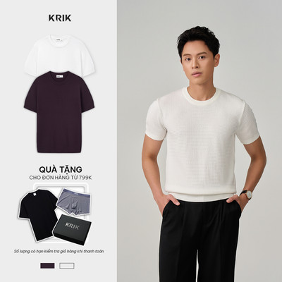 Áo Phông Nam KRIK Form Regular Waffle Nổi Nhẹ Phong Cách Tối Giản Hiện Đại AP1512