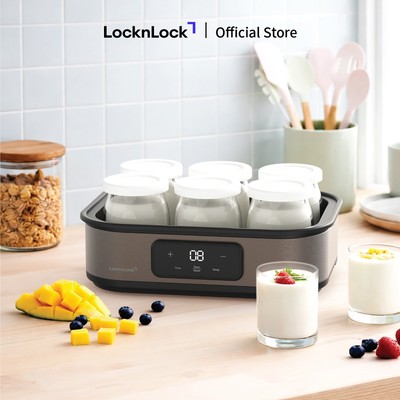 Máy làm sữa chua LocknLock Digital yogurt maker EJY213GRY 1.08L kèm 6 hũ thủy tinh - Màu xám