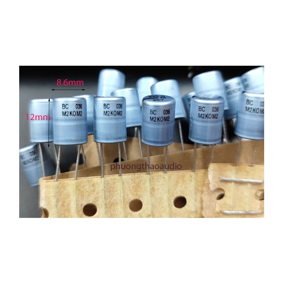 Tụ BC 220uf 25v, BC vỏ nhôm 036 220uf 25v; 10uf 63v