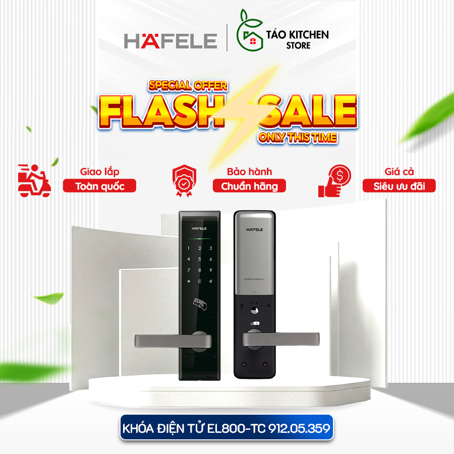 Khóa điện tử Hafele EL8000-TC 912.05.359 cho cửa gỗ, thiết kế hiện đại sang trọng