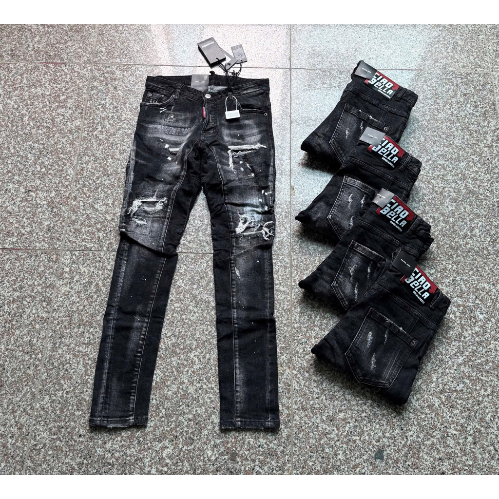 Quần jean nam DSQ xám fom biker hàng Quảng Châu