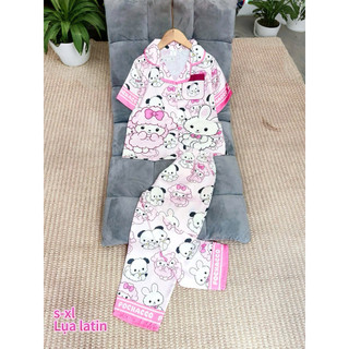 22-52kg . Bộ pijama LỤA LATIN IN 3D cao cấp bé gái mềm mịn mát không nhăn