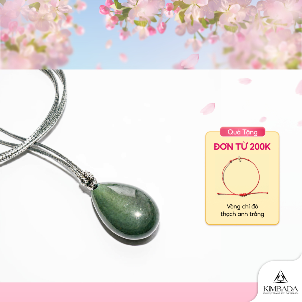 Dây chuyền mặt đá Obsidian tự nhiên Kimbada vòng cổ handmade phong thuỷ bảo vệ năng lượng