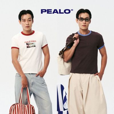 Áo ringer tee in hình PEALO áo thun nam bo viền form slimback crop nhẹ thấm hút mồ hôi