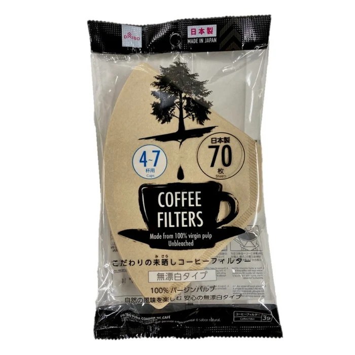 【DIRECT FROM JAPAN】DAISO Coffee Filter, 4-7 Cups, Unbleached Type, 70 Sheets