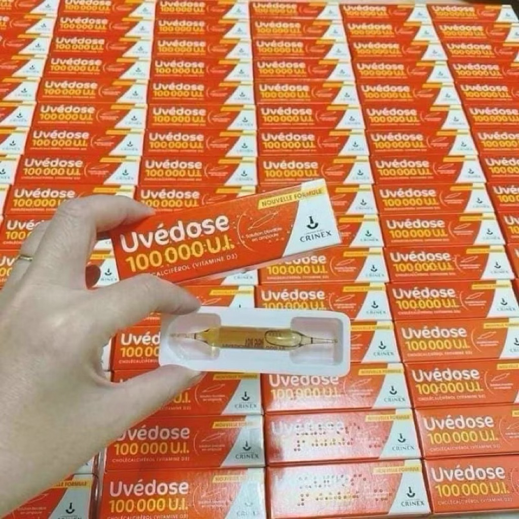 (date 2028) Vitamin D3 Uvedose 100000 UI Cho Bé Từ 18 Tháng , hàng Pháp