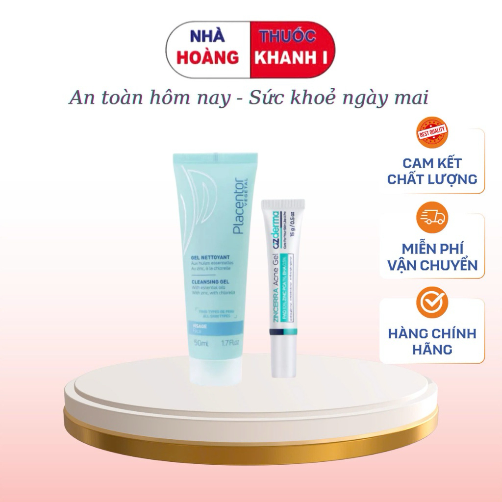 [HOẢ TỐC] Combo hỗ trợ dưỡng ẩm, giảm mụn, làm sạch Azderma Zincerra Acne Gel 15g và Gel rửa mặt Pla