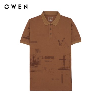 Owen - Áo polo Regular Fit APV262004 màu Nâu chất liệu CVC Spandex