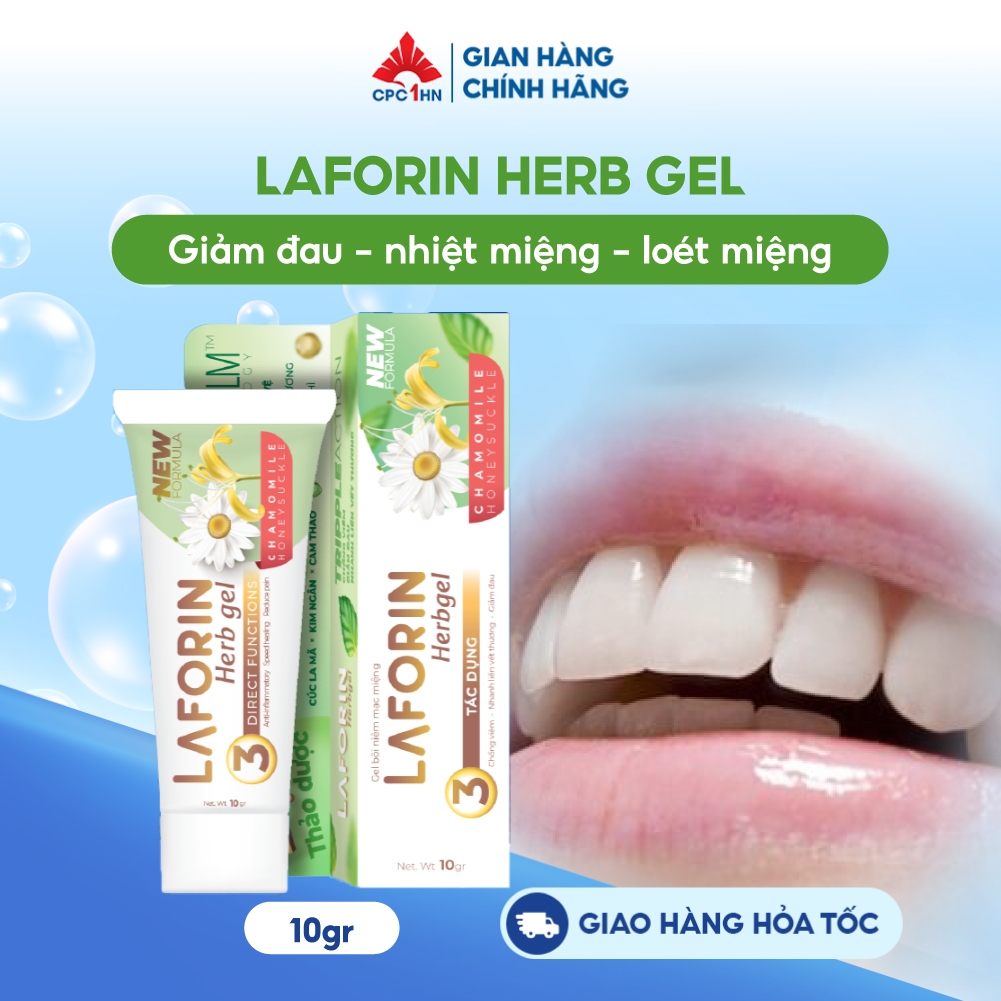 Gel bôi niêm mạc miệng Laforin Herbgel giảm sưng nướu, tay chân miệng,nhiệt miệng tuýp 10g
