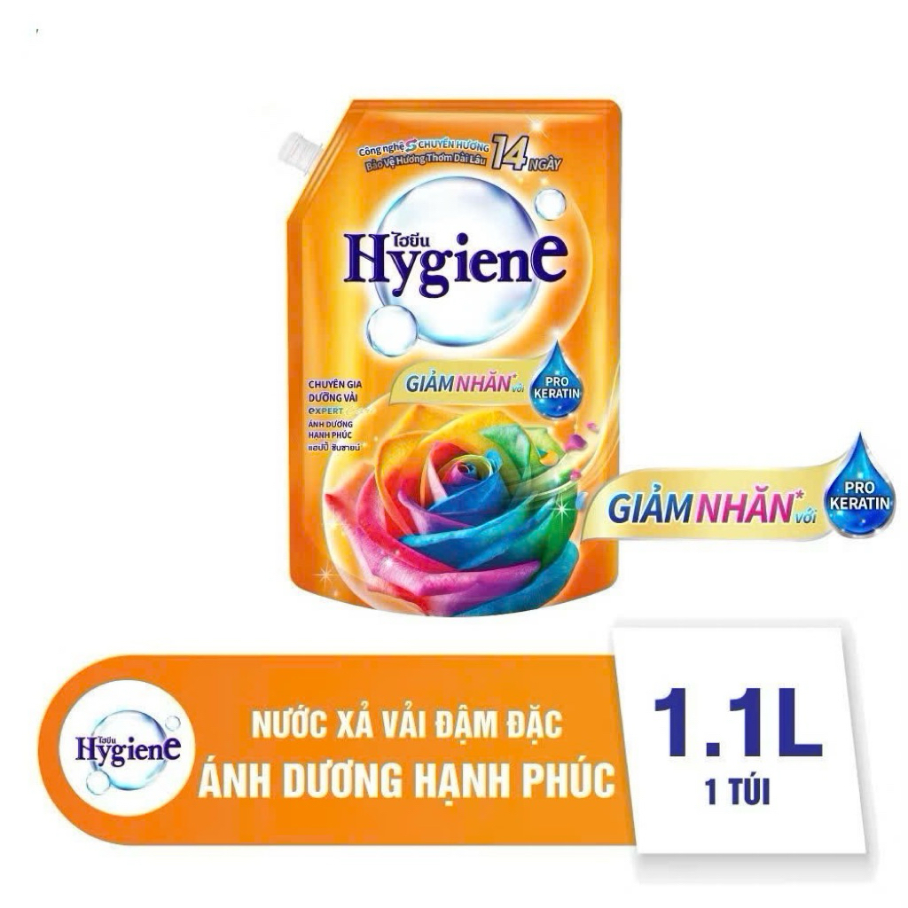 Nước xả vải đậm đặc Hygiene lưu hương hoa bền túi 1.1L - Cam