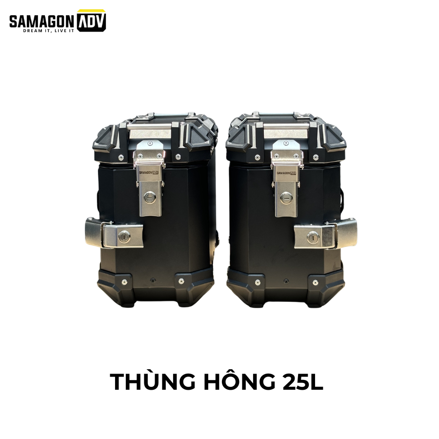 Thùng Hông Nhôm Samagon ADV 25L Màu Đen/Bạc